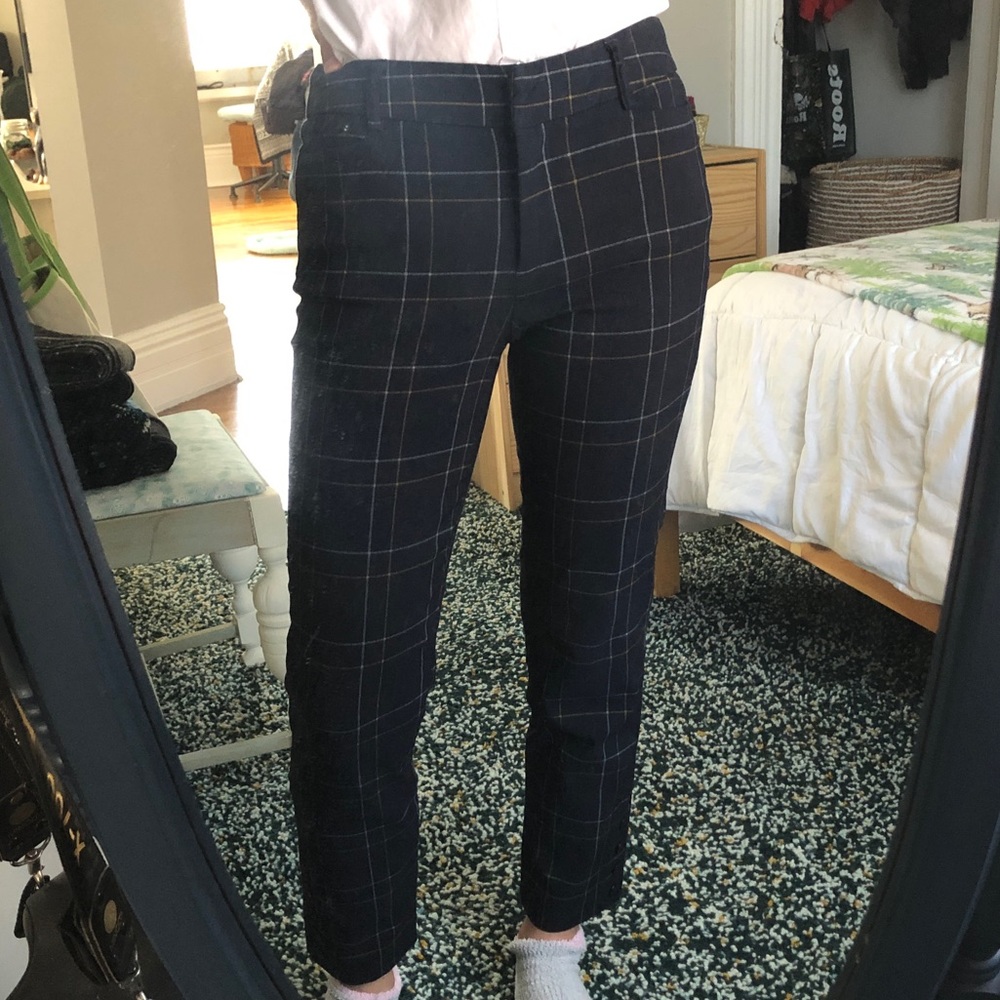 Navy Plaid Ankle Pants